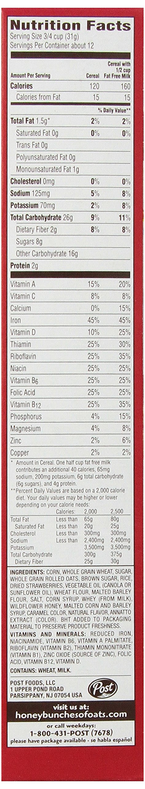 Honey Bunches of Oats with Strawberries Breakfast Cereal, Strawberry Cereal with Oats and Granola Clusters, 11 OZ Box