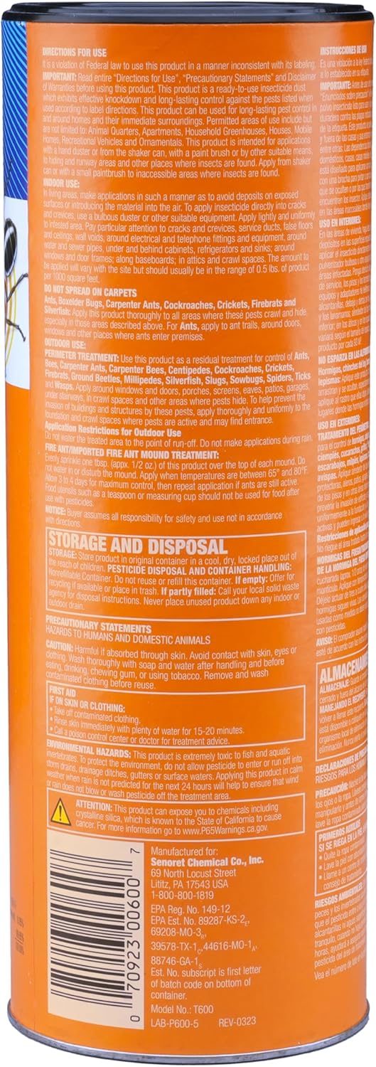 TERRO T600 Ant Dust Powder Killer for Indoors and Outdoors - Kills Ants, Fire Ants, Carpenter Ants, Roaches, Spiders, and Other Insects