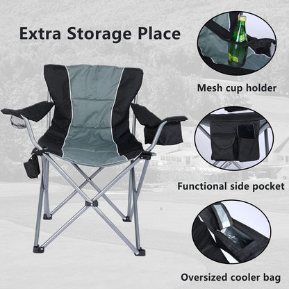 YSSOA Folding Beach Adults, Portable Heavy-Duty Chairs Made of High Strength 600D Oxford Fabric and Steel Frame for Outdoors, Camping, Picnic, BBQ, 1-Pack, Grey