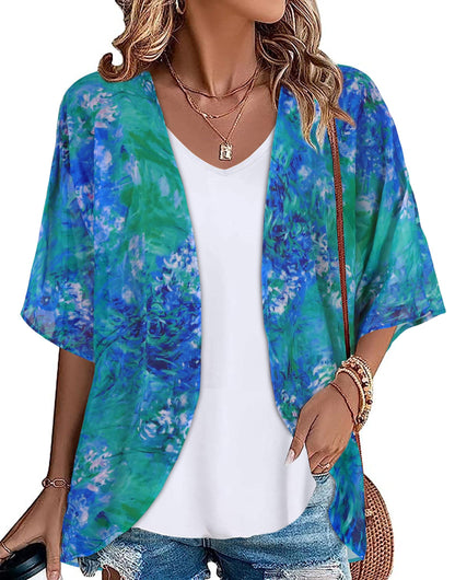 Womens Kimono Beach Cover Up Chiffon Cardigan Floral Tops Loose Capes