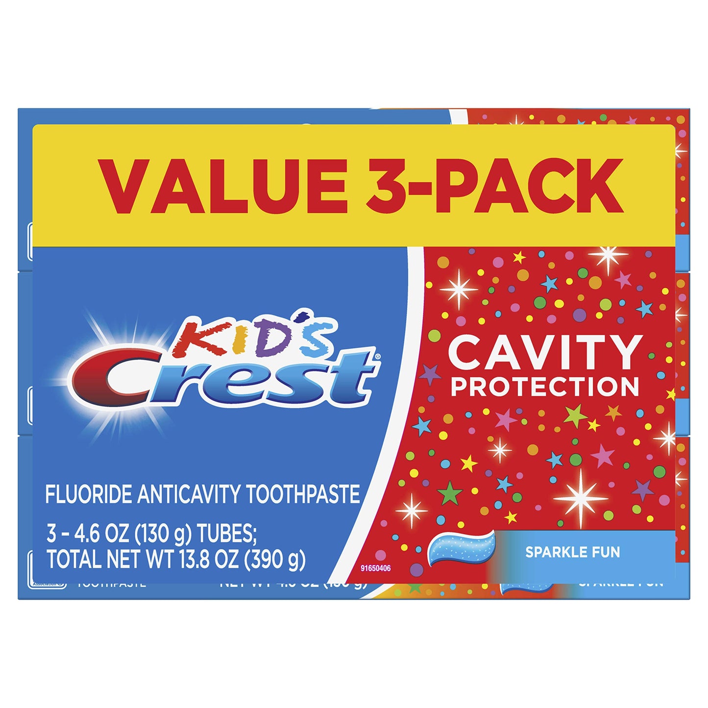 Crest Kid's Cavity Protection Toothpaste (children and toddlers 2+), Sparkle Fun, 4.6 Oz (Pack of 3)