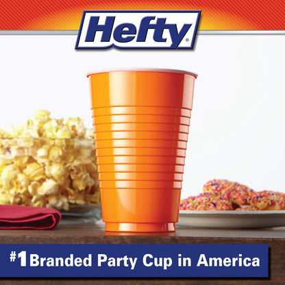 Hefty Party On Disposable Plastic Cups, Assorted, 16 Ounce, 100 Count