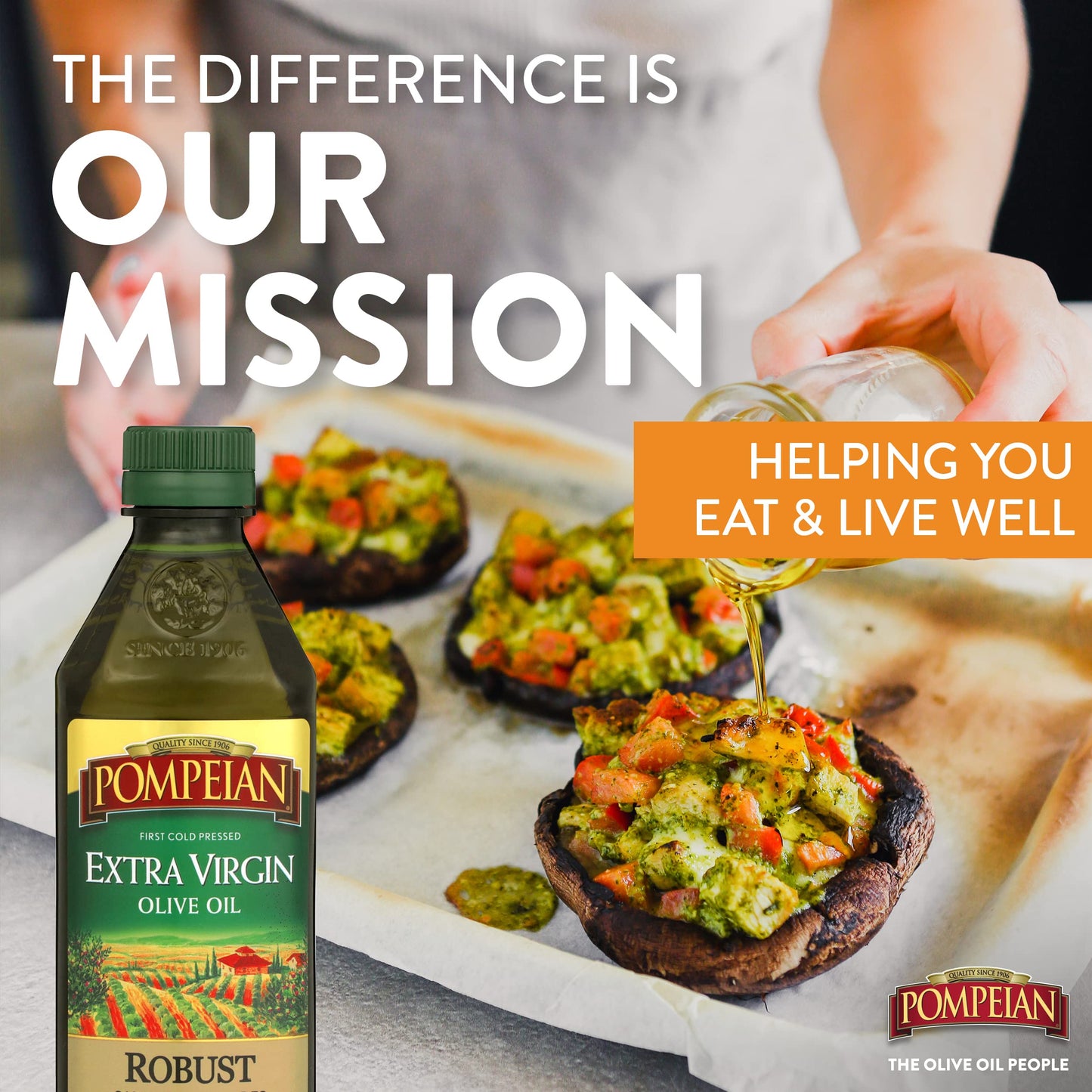 Pompeian Robust Extra Virgin Olive Oil, First Cold Pressed, Full-Bodied Flavor, Perfect for Salad Dressings & Marinades, 68 FL. OZ.