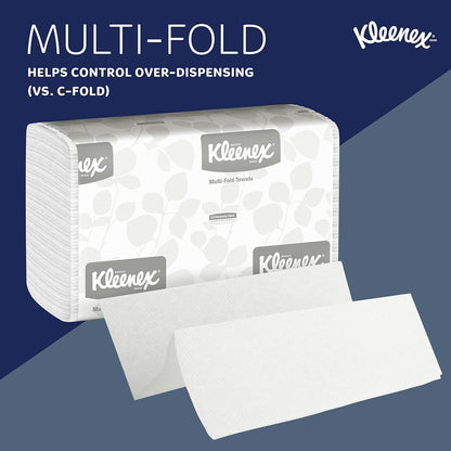 Kleenex Multifold Hand Paper Towels, Bulk (01890), Soft and Absorbent, 9.2" x 9.4" sheets, White, (150 Sheets/Pack, 16 Packs/Case, 2,400 Sheets/Case)