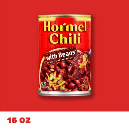 HORMEL Chili Chunky Beef Chili with Beans, No Artificial Ingredients, 15 Oz