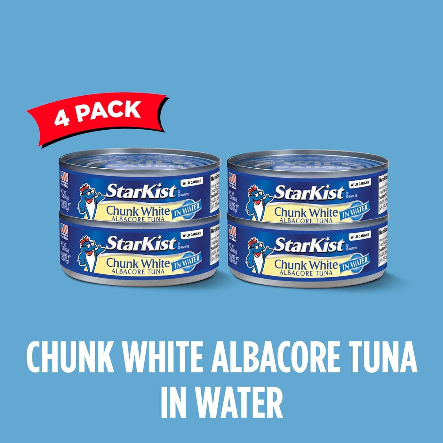 StarKist Chunk White Tuna in Water 5 oz Can, 4 Count, Pack of 1