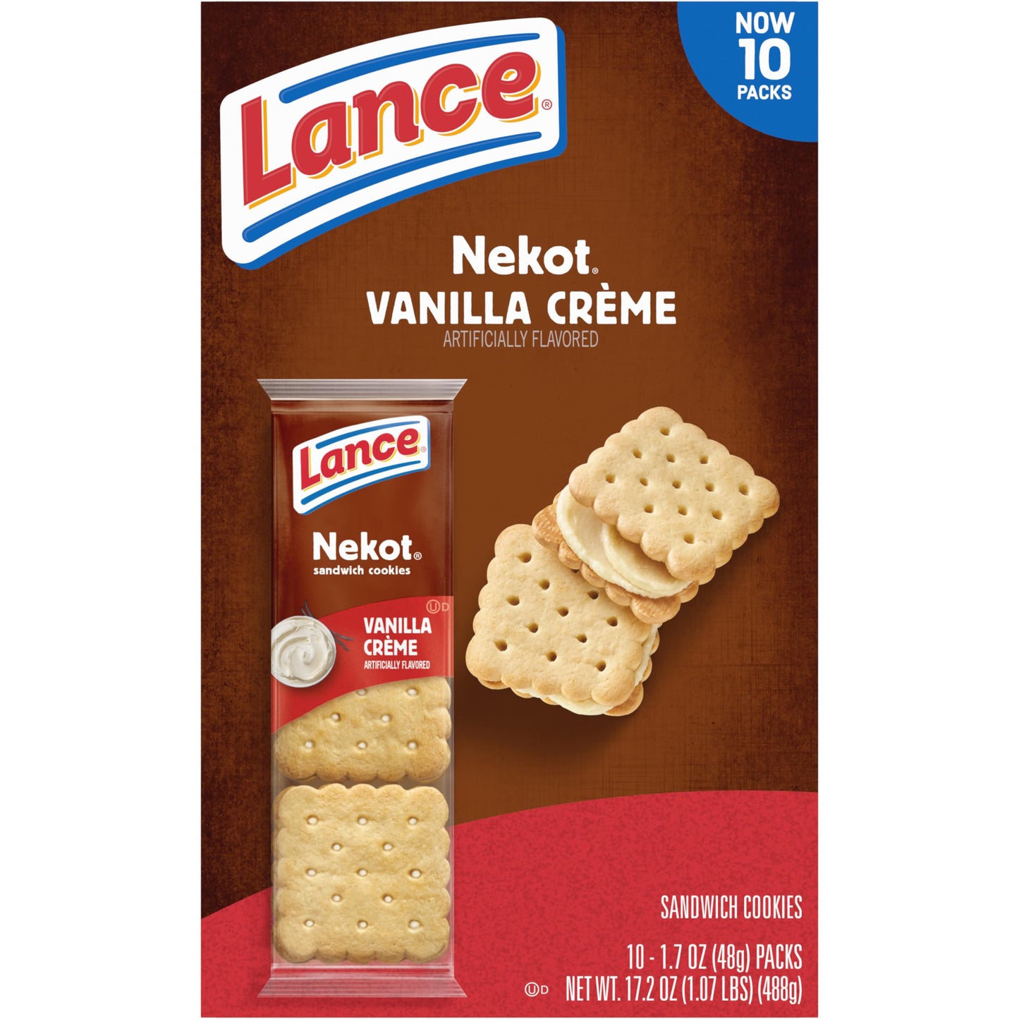 Lance Sandwich Crackers, Captain's Wafer Grilled Cheese, 10 Individual Packs, 6 Sandwiches Each