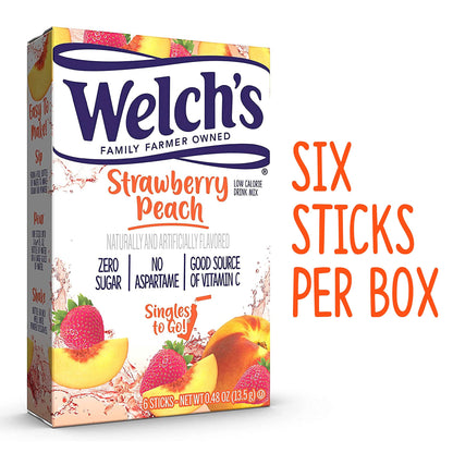 Welch's Singles To Go Variety Pack, Watertok Powdered Drink Mix, Includes 4 Flavors, Grape, Passion fruit, Strawberry Peach, Cherry Pomegranate, 1 Box (30 Servings)