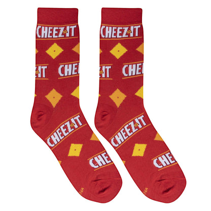 Crazy Socks for Men, Ritz Cracker, Funny Snack Food Novelty Print, Crew, Large