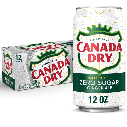 Canada Dry Zero Sugar Ginger Ale Soda, 12 fl oz cans (Pack of 12)