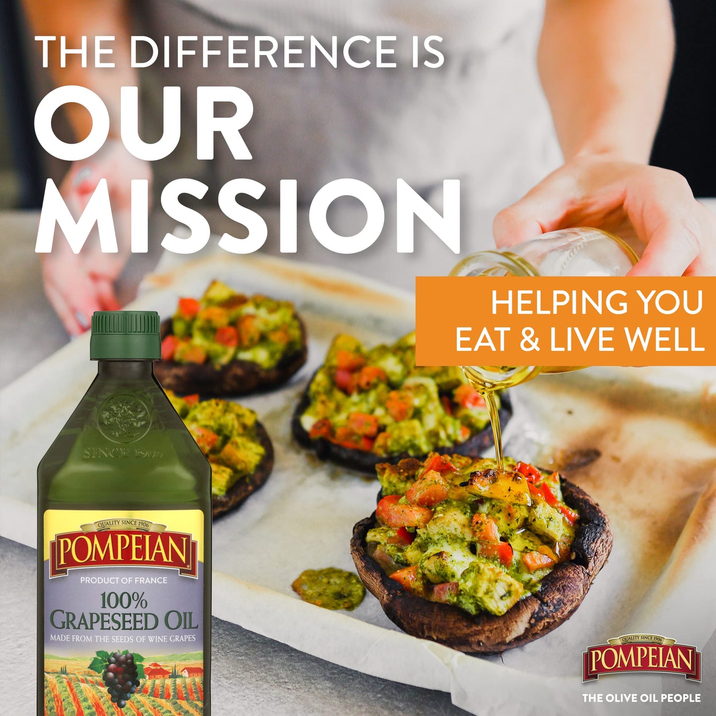 Pompeian 100% Grapeseed Oil, Light and Subtle Flavor, Perfect for High-Heat Cooking, Deep Frying and Baking, 68 FL. OZ.