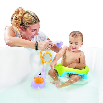 Yookidoo Baby Bath Shower Head - Elephant Water Pump with Trunk Spout Rinser - Control Water Flow from 2 Elephant Trunk Knobs for Maximum Fun in Tub or Sink for Newborn Babies