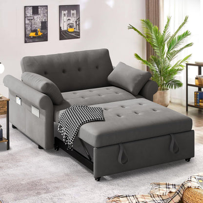 YITAHOME Sleeper Sofa Bed 3-in-1 Convertible Couch with Pullout Bed, Reclining Backrest, Storage Pockets, Modern Space Lounge Furniture for Living Room, Includes Toss Pillows, Grey