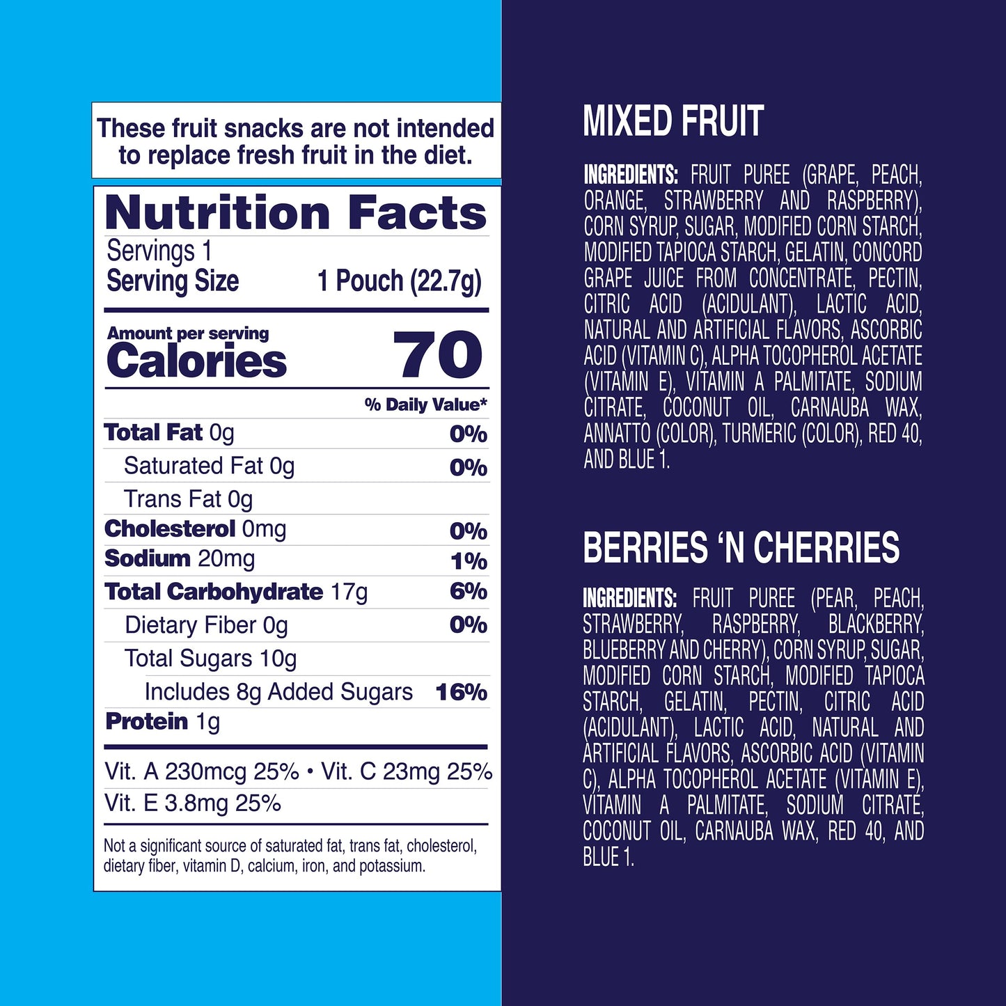 Welch's Fruit Snacks, Mixed Fruit & Berries 'N Cherries Bulk Variety Pack, Perfect for School Lunches, Gluten Free, 0.8 oz Individual Single Serve Bags (Pack of 60)