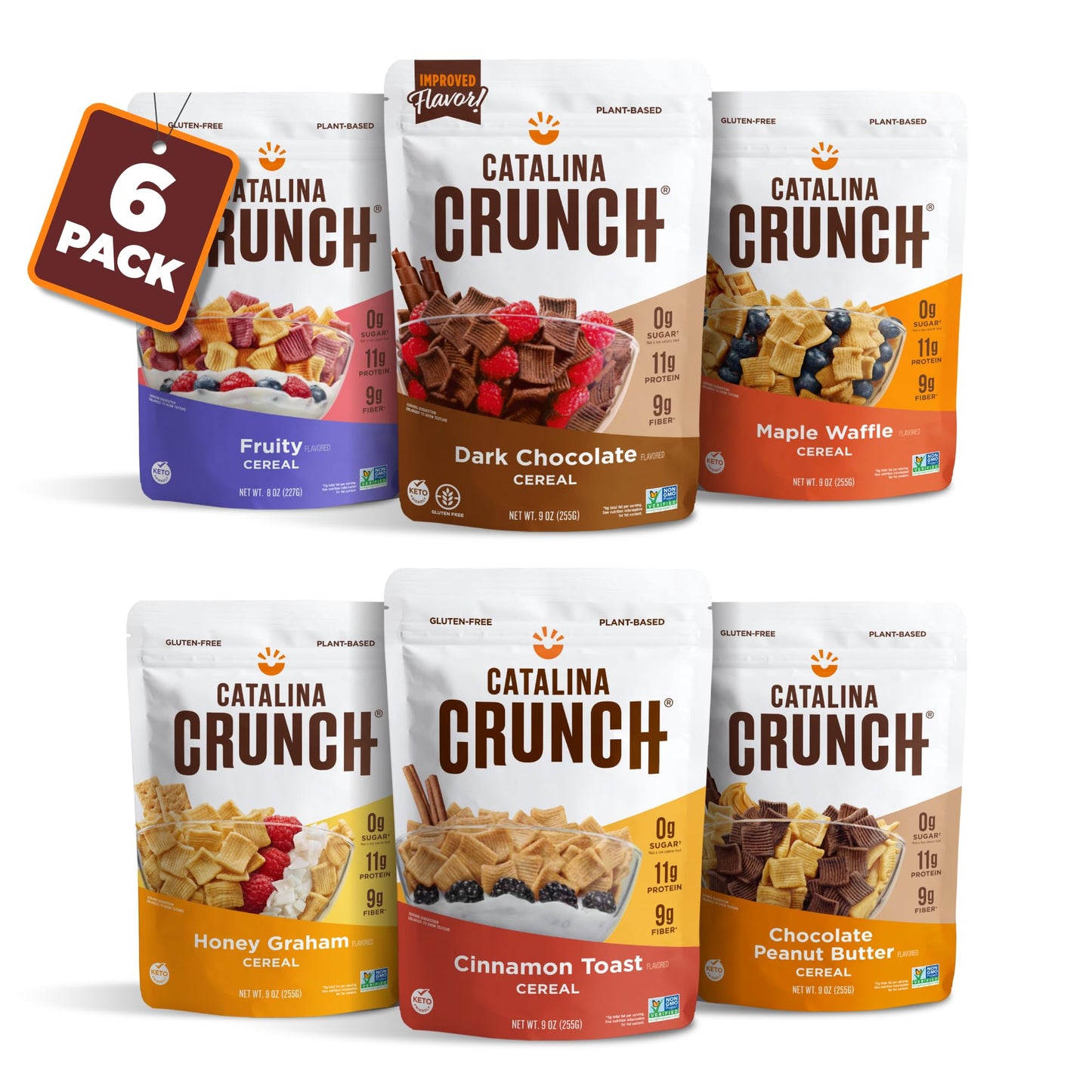 Catalina Crunch Protein Cereal Variety Pack (6 Flavors) | Low Carb, Zero Sugar, Gluten Free, Fiber | Vegan Snacks/Food | Keto Friendly