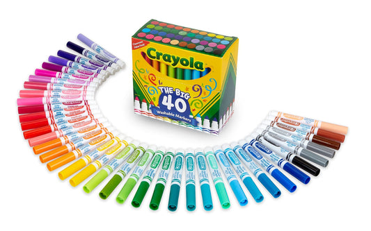 Crayola Ultra Clean Washable Markers (40ct), Coloring Markers for Kids, Back to School Supplies, Marker Set, Markers for School