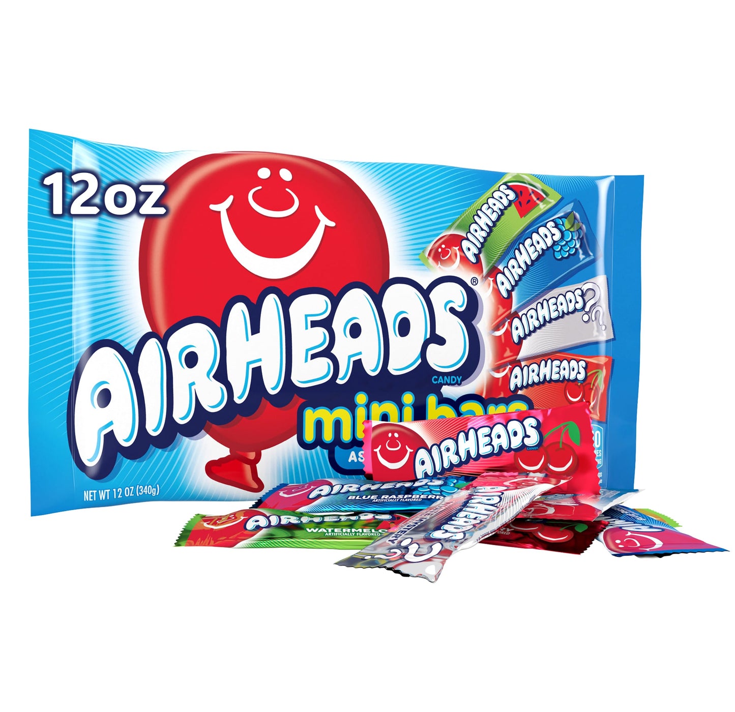 Airheads Mini Bars, Halloween Trick or Treat Candy Variety Bag, Individually Wrapped Bulk Candy for Adults & Kids, Party, Non-Melting, 12 oz Bag