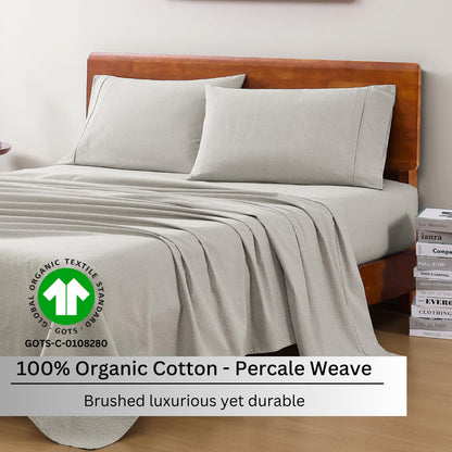 LANE LINEN 100% Organic Cotton Twin Sheets Set, 3Pc Twin Bed Sheets, Breathable Cotton Sheets Twin Size Bed Set, Dorm Room Essentials with 15" Twin Deep Pocket Fitted Sheet - White Sheets