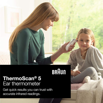 Braun ThermoScan 5 Ear thermometer | ExacTemp Stability Indicator | Digital Display | Baby and infant friendly | No. 1 Brand recommended by pediatricians1 | IRT6500