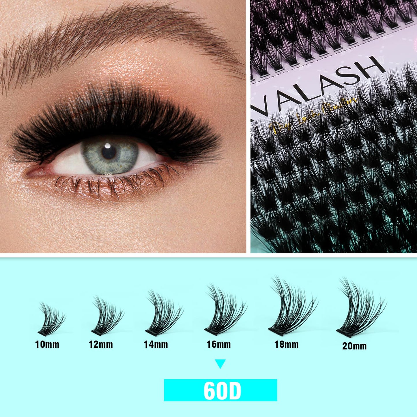 VAVALASH DIY Lash Extension Kit 280 Clusters Individual Lashes Kit 30D 40D 0.07D-10-16mm Lash Clusters, Lash Bond and Seal, Lash Tweezer for DIY Eyelash Extension at Home（Kit-30D+40D-0.07D-10-16MIX）