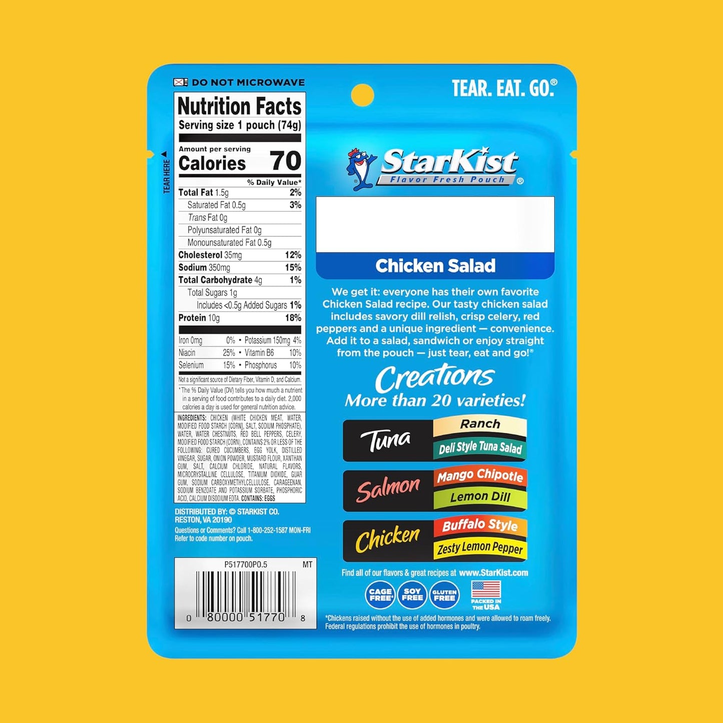 StarKist Chicken Creations, Chicken Salad, 2.6 oz Pouch (Pack of 12)