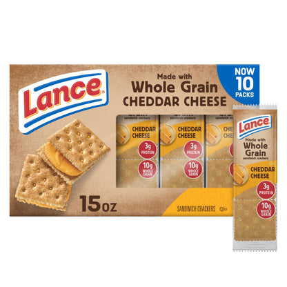 Lance Sandwich Crackers, Captain's Wafer Grilled Cheese, 10 Individual Packs, 6 Sandwiches Each