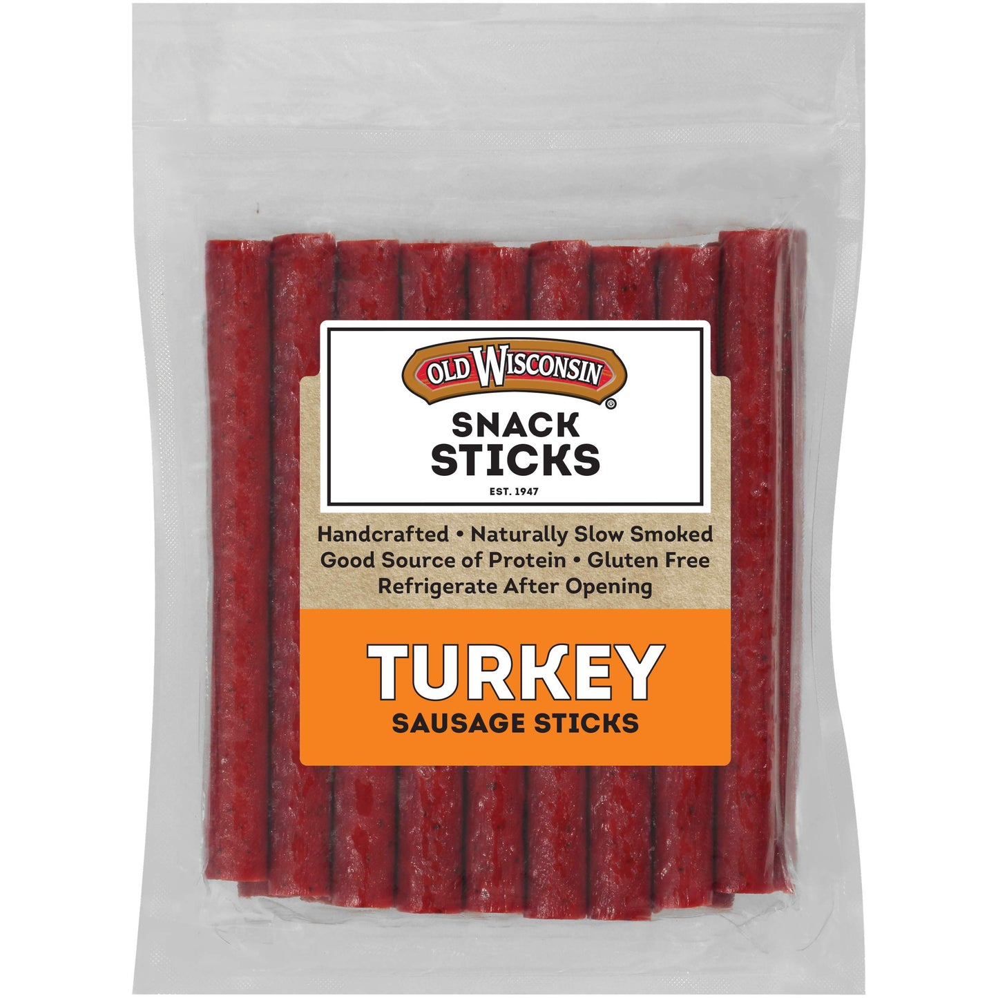 Old Wisconsin Turkey Sausage Snack Sticks, Naturally Smoked, Ready to Eat, High Protein, Low Carb, Keto, Gluten Free, 28 Ounce Resealable Package