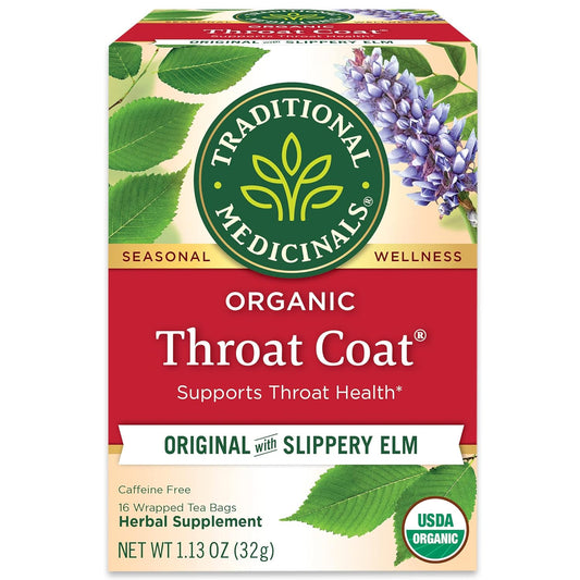 Traditional Medicinals Tea, Organic Throat Coat, Supports Throat Health, 16 Tea Bags