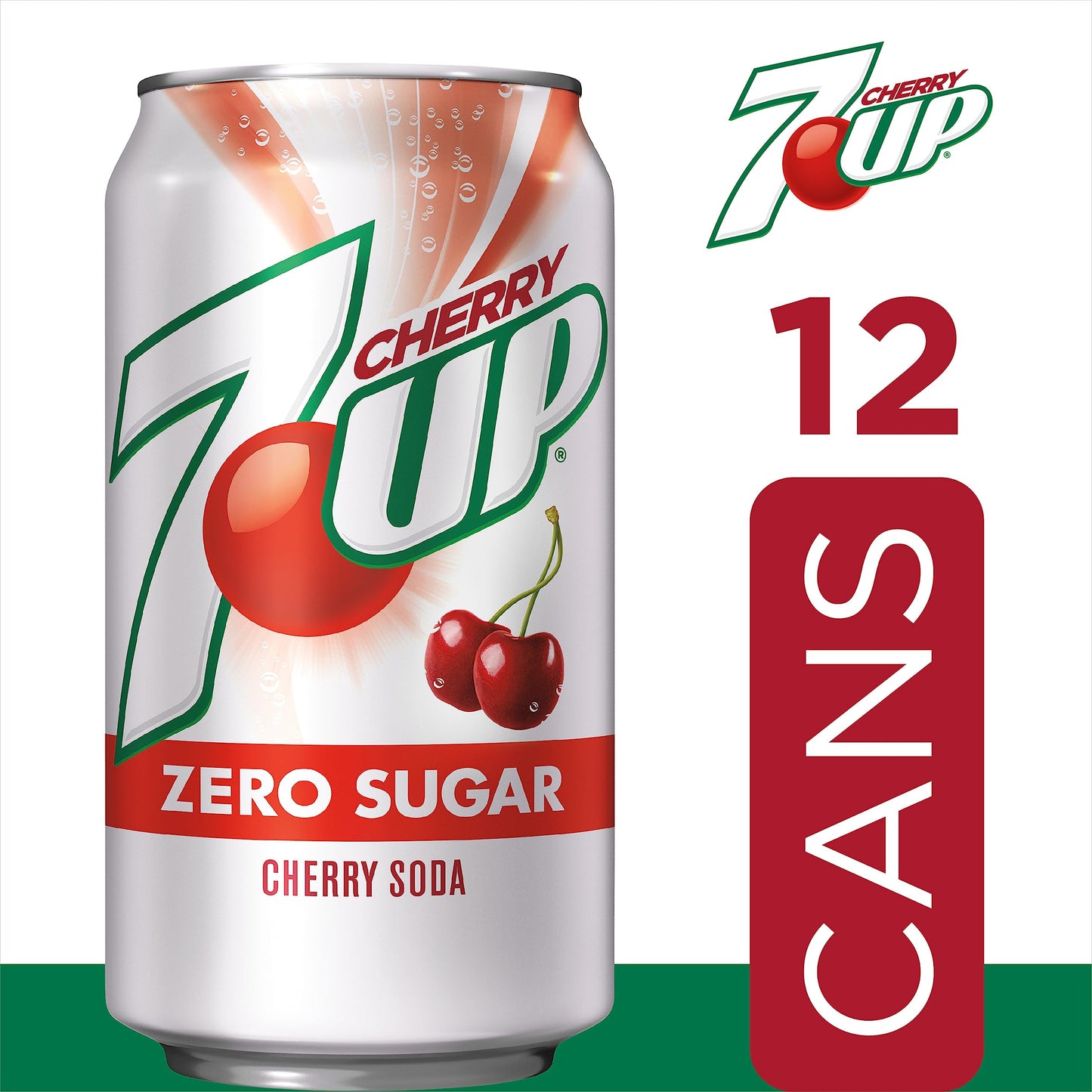 7UP Cherry Zero Sugar Soda, 12 fl oz cans (Pack of 12)