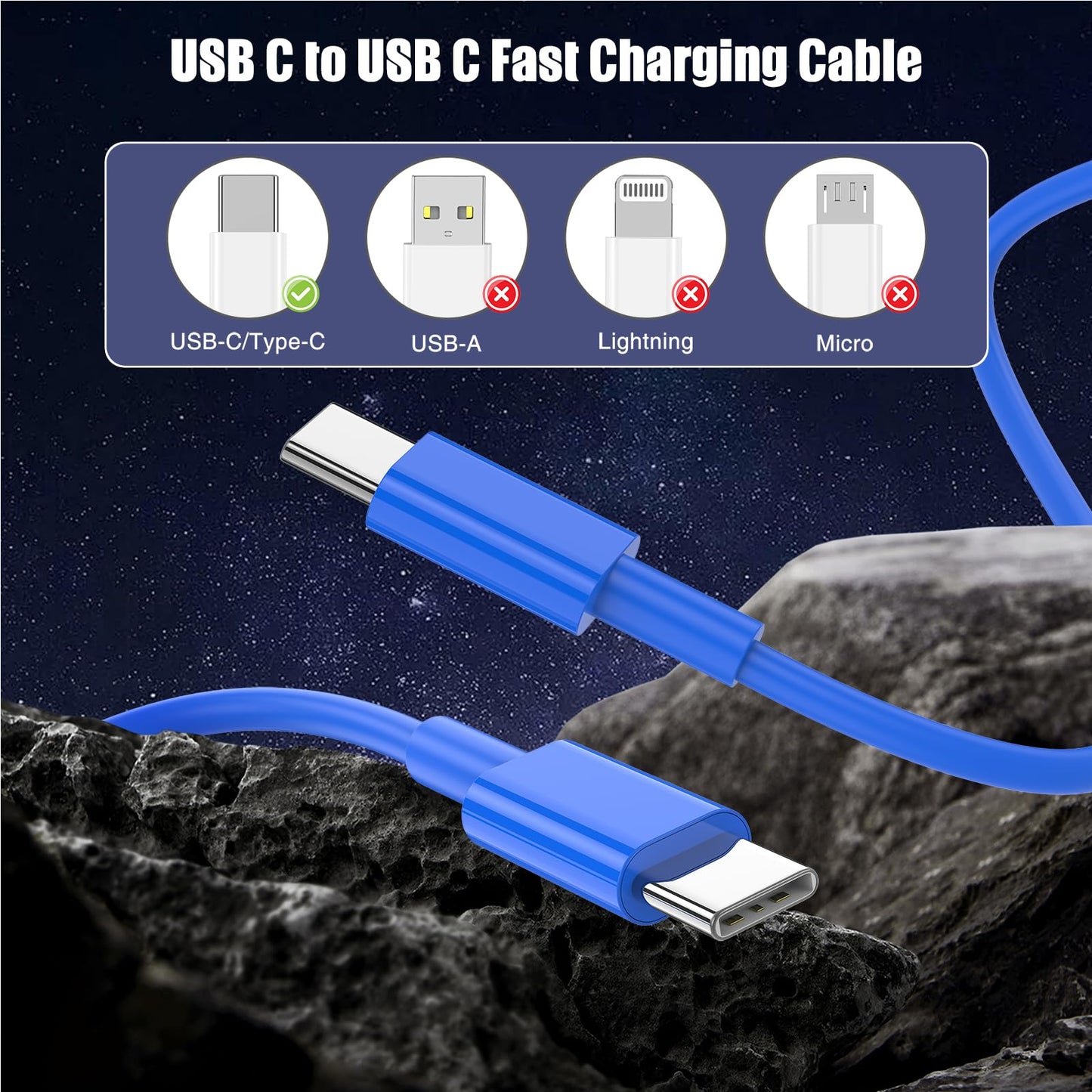 3-Pack [3.3FT+6.6FT+10FT] 60W USB C to USB C Cable, Type C to Type C Cable,Fast Charging Cable Compatible with iPhone 15/Plus/15 Pro/Pro Max，Samsung Galaxy S23 S22, iPad Pro, MacBook Air and More