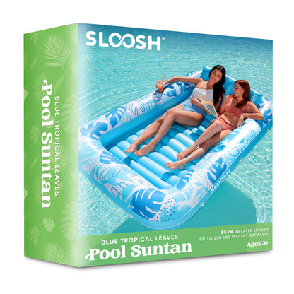 Sloosh Inflatable Tanning Pool Lounger Float for Adults, 70" x 46" Large Suntan Tub Pool Floats Sun Tan Tub Ice Bath Tub Tanning Bed Blow up Pool Raft Lounge Floatie, L-Blue