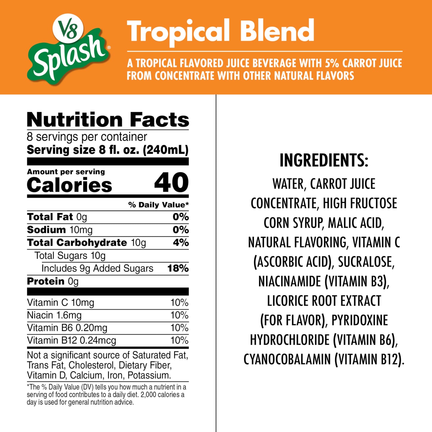 V8 Splash Tropical Blend Flavored Juice Beverage, 64 fl oz Bottle