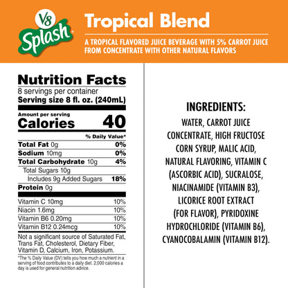 V8 Splash Tropical Blend Flavored Juice Beverage, 64 fl oz Bottle