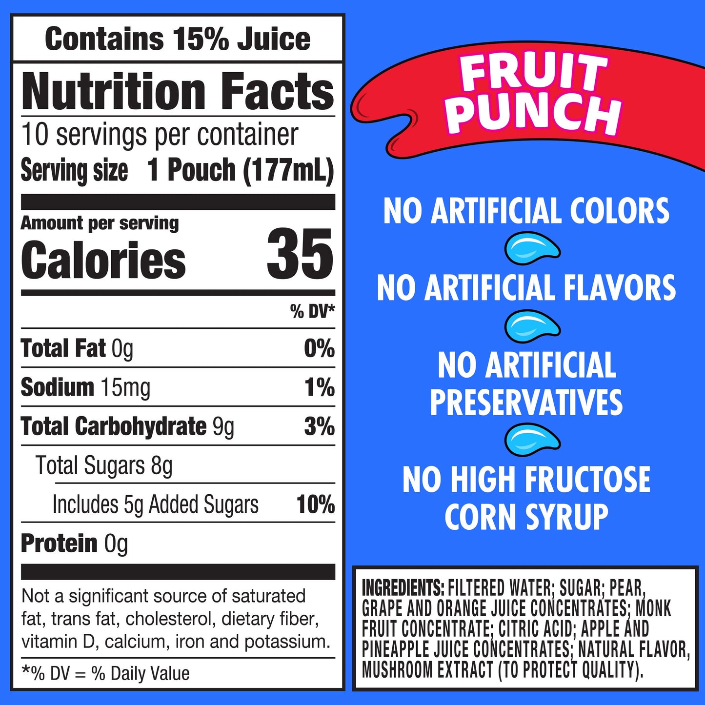 Capri Sun 100% Juice Fruit Punch Naturally Flavored Kids Juice Blend (40 ct Pack, 4 Boxes of 10 Pouches)