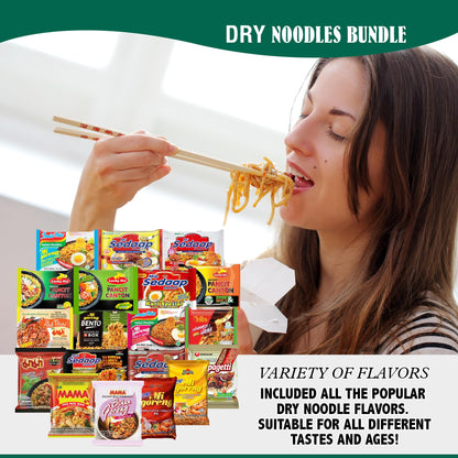 FOODIE BOXX Asian Instant Ramen Noodles Variety Pack with Cookies & Chopsticks (Dry)