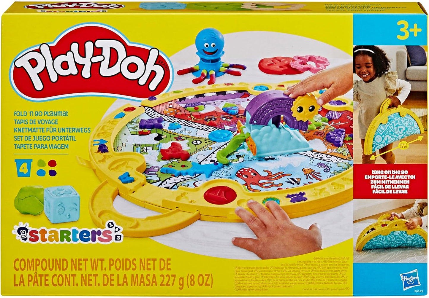 Play-Doh Fold & Go Playmat Starter Set with 19 Accessories, Preschool Toys for 3 Year Old Girls & Boys & Up, Kids Arts & Crafts