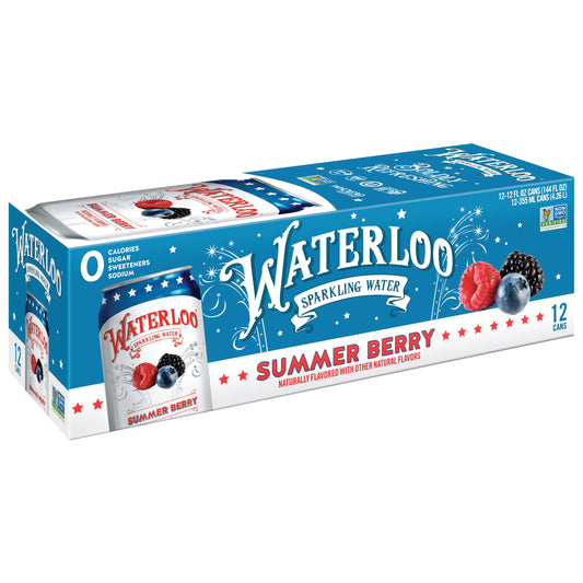 Waterloo Sparkling Water, Summer Berry Naturally Flavored, 12 Fl Oz Cans (Pack of 12) – Zero Calories and Zero Sugar or Sweeteners of Any Kind