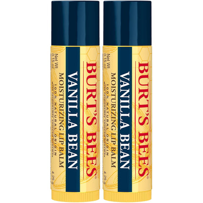 Burt's Bees Lip Balm - Vanilla Bean, Lip Moisturizer With Responsibly Sourced Beeswax, Tint-Free, Natural Origin Conditioning Lip Treatment, 2 Tubes, 0.15 oz.