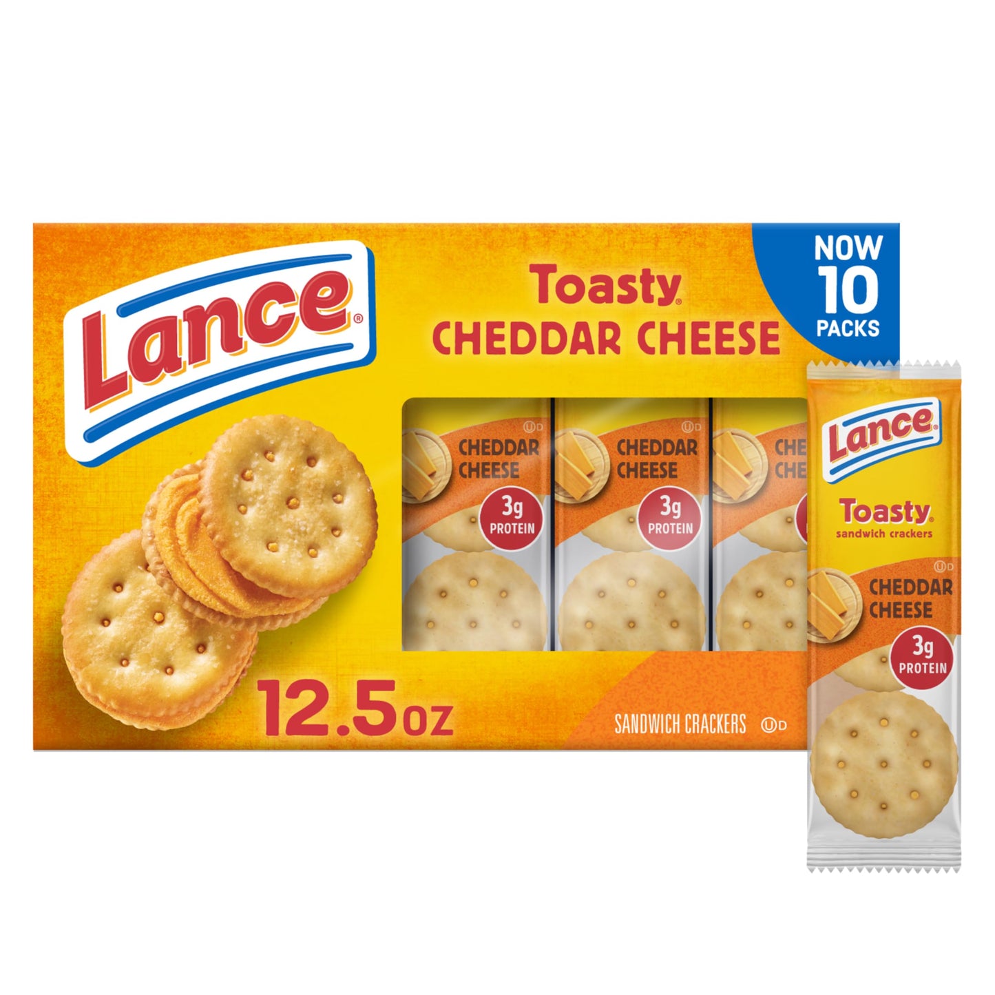 Lance Sandwich Crackers, Captain's Wafer Grilled Cheese, 10 Individual Packs, 6 Sandwiches Each