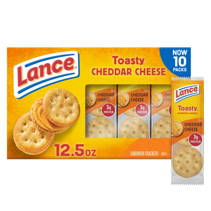 Lance Sandwich Crackers, Captain's Wafer Grilled Cheese, 10 Individual Packs, 6 Sandwiches Each