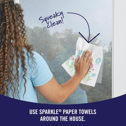 Sparkle Pick-A-Size Paper Towels, Spirited Prints, 6 Double Rolls = 12 Regular Rolls, Everyday Value Paper Towel With Full And Half Sheets