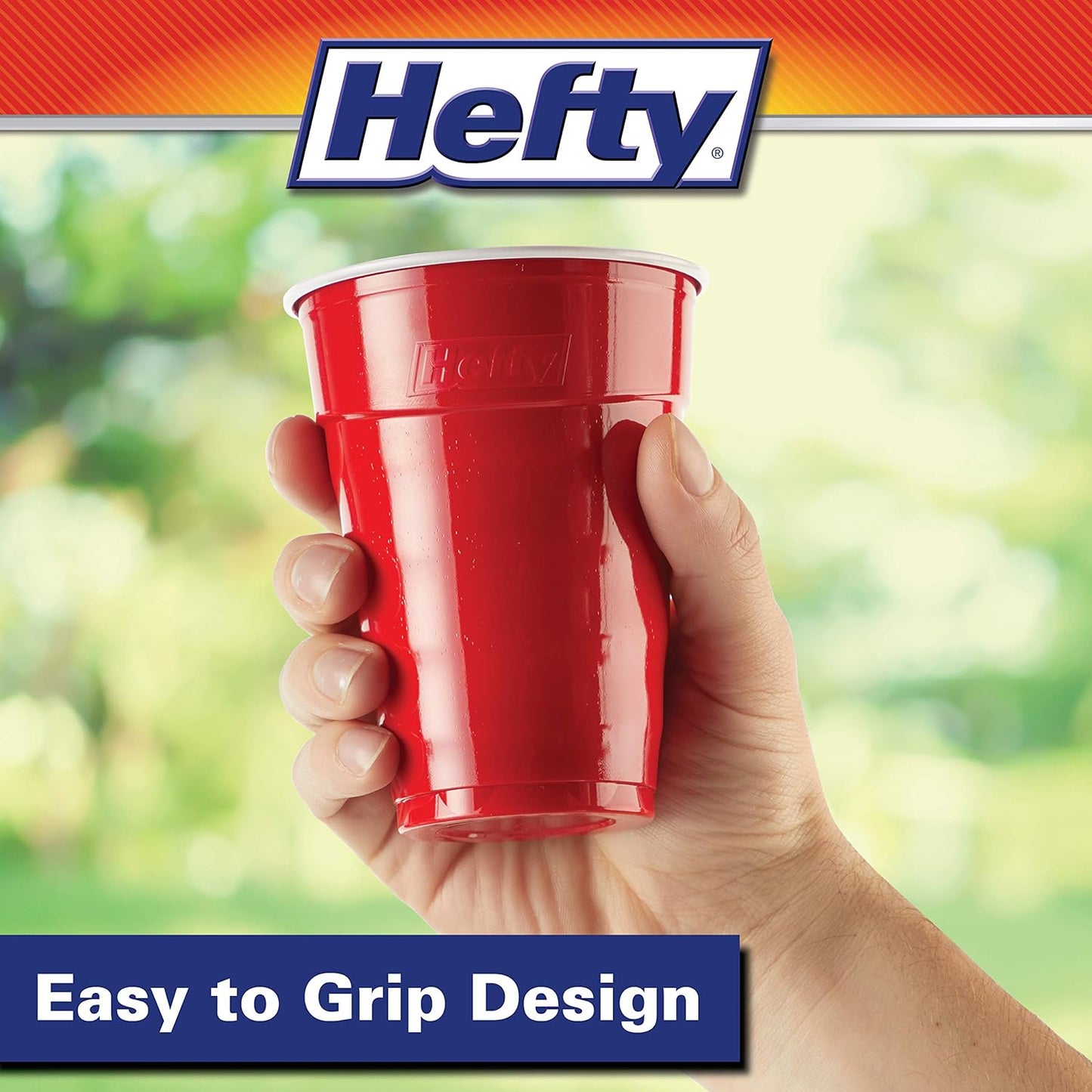 Hefty Party On Disposable Plastic Cups, Red, 18 Ounce, 50 Count