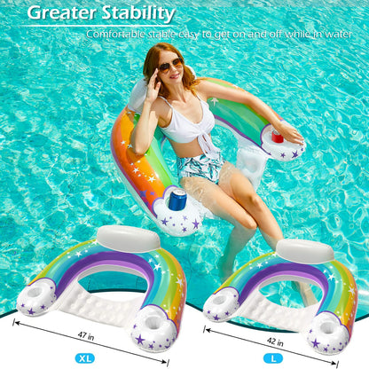 Jasonwell Inflatable Pool Float Chair - Floating Pool Chair Lounge Floats for Swimming Pool Water Chair Pool Lounger with Cup Holder Pool Toy Party Floaties for Adults