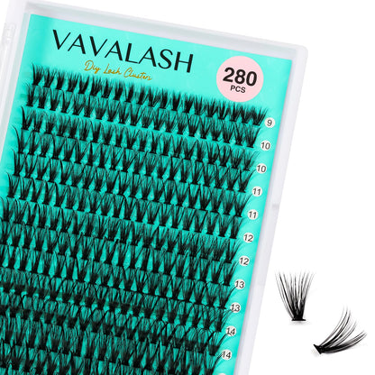 VAVALASH DIY Lash Extension Kit 280 Clusters Individual Lashes Kit 30D 40D 0.07D-10-16mm Lash Clusters, Lash Bond and Seal, Lash Tweezer for DIY Eyelash Extension at Home（Kit-30D+40D-0.07D-10-16MIX）