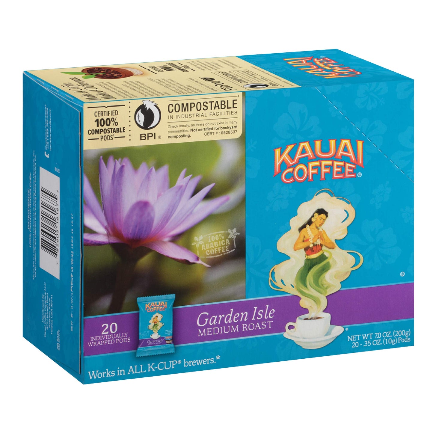 Kauai Coffee Na Pali Coast Dark Roast - Compatible with Keurig Pods K-Cup Brewers (1 Pack of 24 Single-Serve Cups)