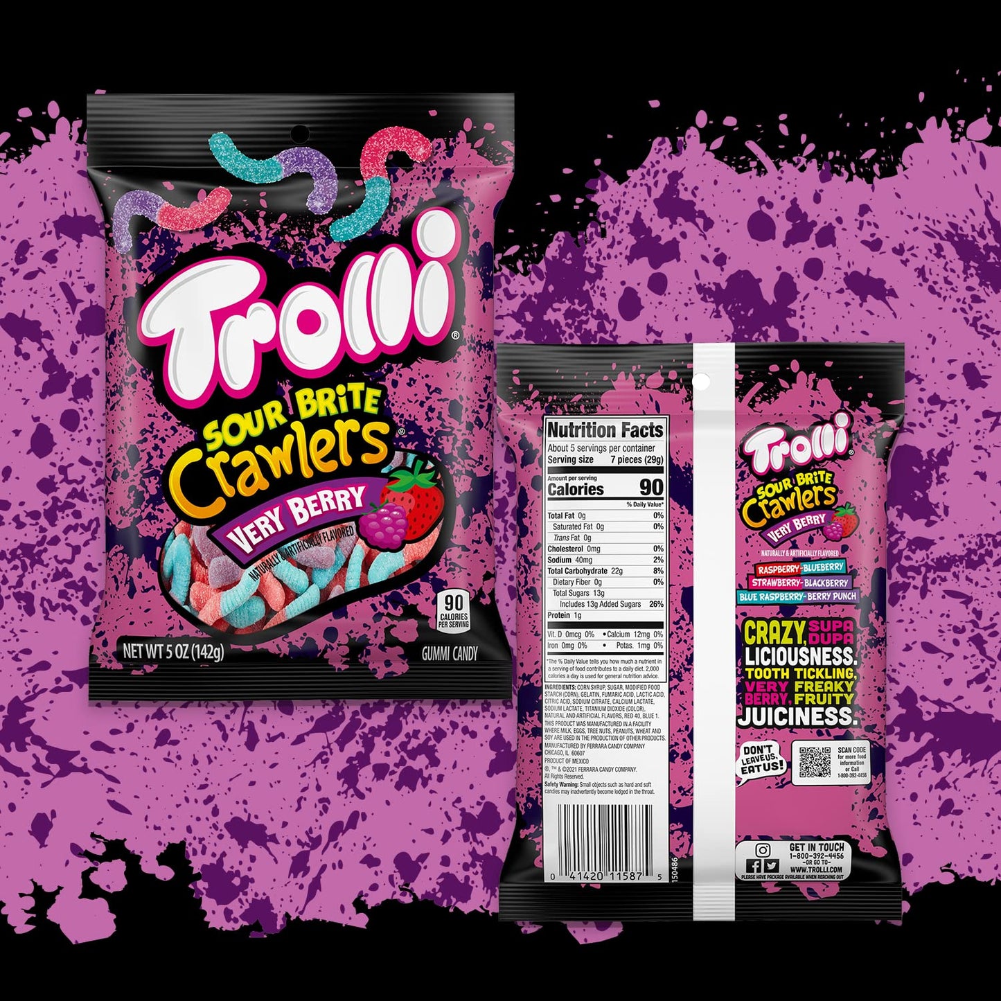 Trolli Gummy Fruit Variety Candy, Pack of 8