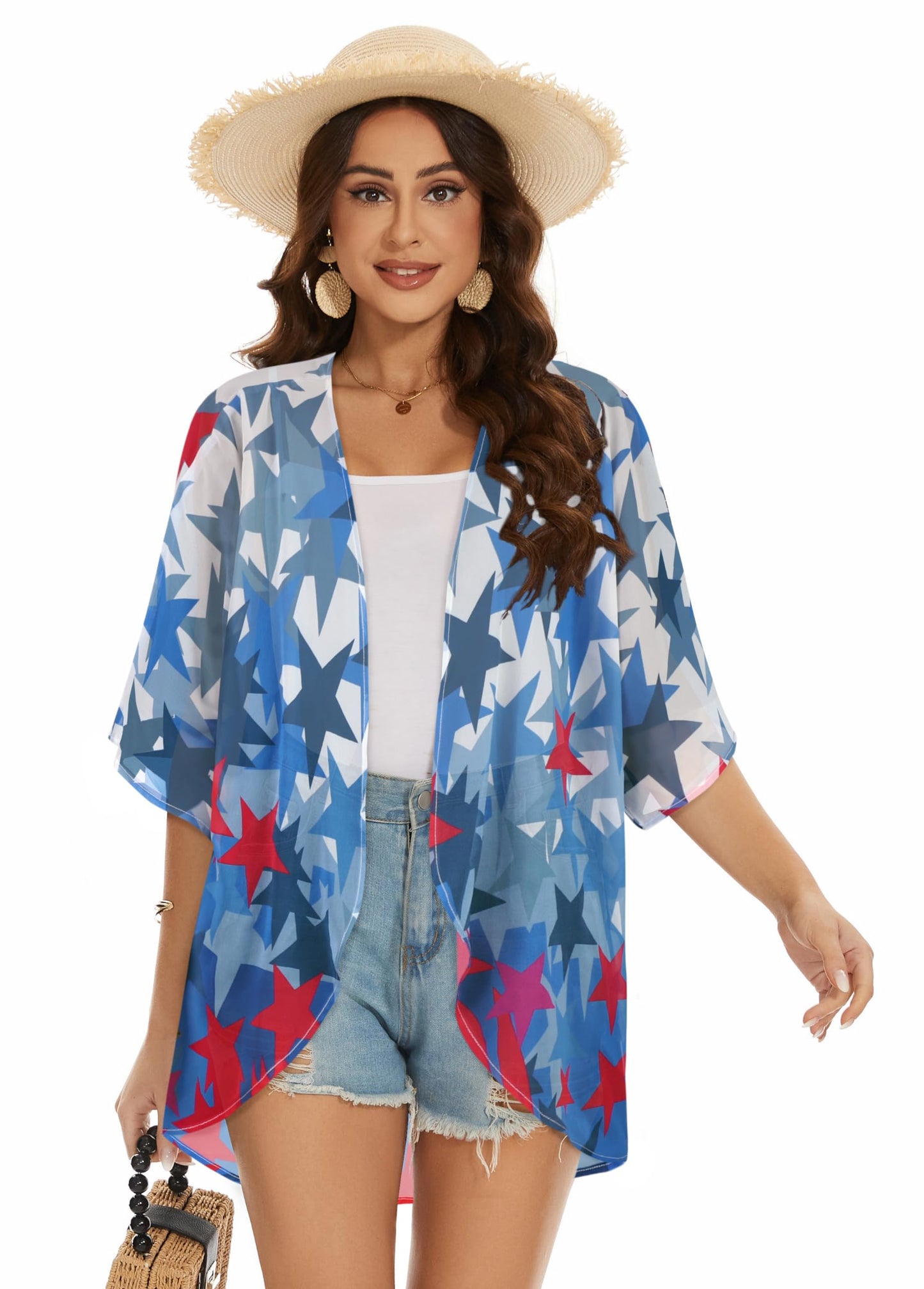 Womens Kimono Beach Cover Up Chiffon Cardigan Floral Tops Loose Capes