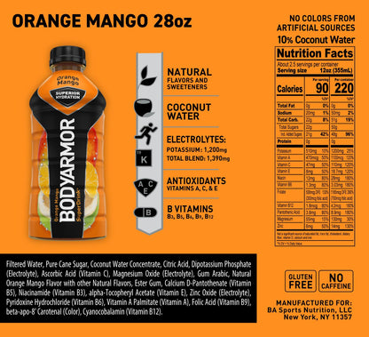 BODYARMOR Sports Drink Sports Beverage, Strawberry Banana, Coconut Water Hydration, Natural Flavors With Vitamins, Potassium-Packed Electrolytes, Perfect For Athletes, 12 Fl Oz (Pack of 8)