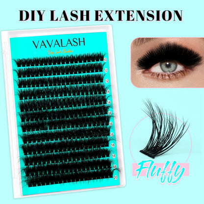 VAVALASH DIY Lash Extension Kit 280 Clusters Individual Lashes Kit 30D 40D 0.07D-10-16mm Lash Clusters, Lash Bond and Seal, Lash Tweezer for DIY Eyelash Extension at Home（Kit-30D+40D-0.07D-10-16MIX）