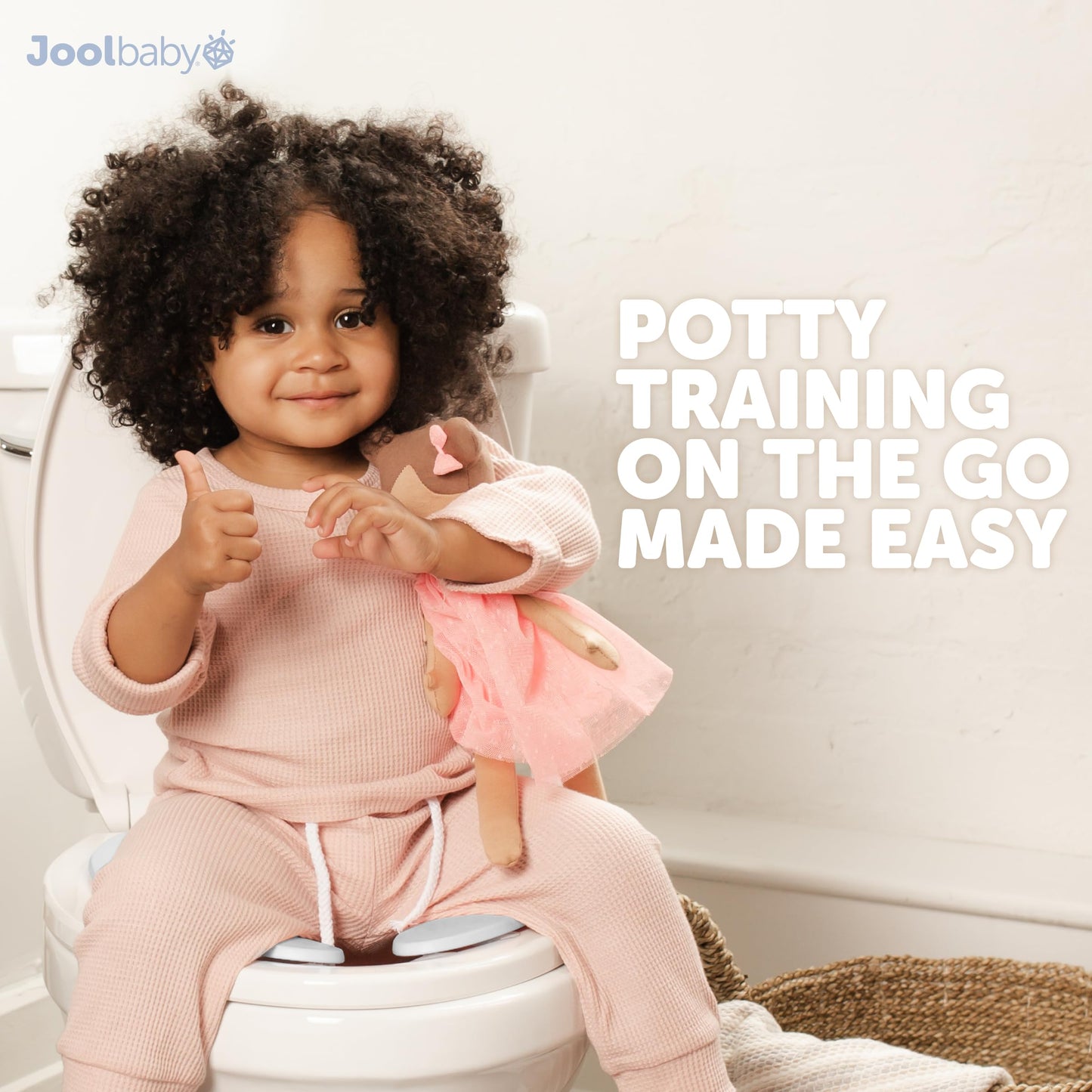 Jool Baby Folding Travel Potty Seat for Toddlers, Fits Round & Oval Toilets, Non-Slip Suction Cups, Includes Free Travel Bag (Aqua)